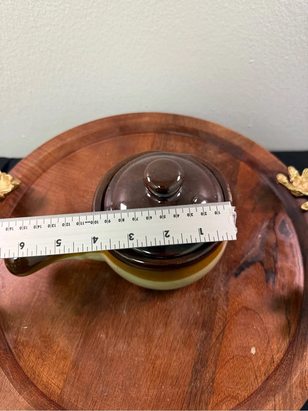 Vintage 2-Tone Glazed Stoneware Handeld Soupbowl and Lidded Crock